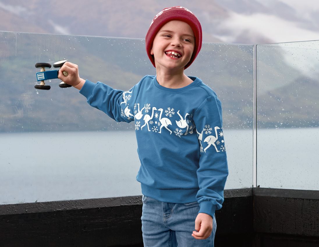 Til de små: e.s. norsk sweatshirt, børne + baltikblå