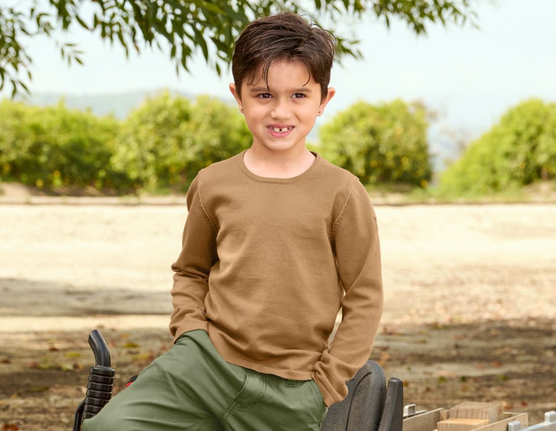 Clothing: Knitted pullover e.s.iconic, children's + almondbrown