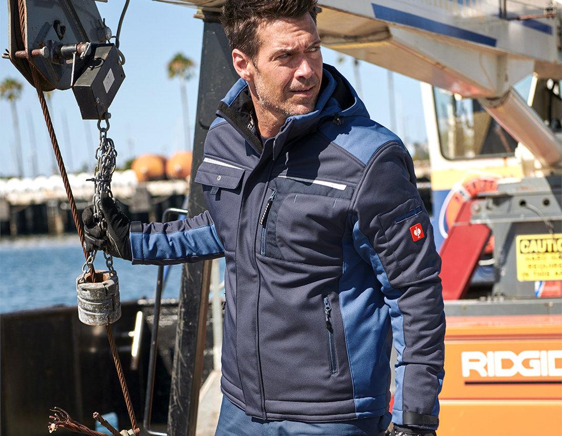 Work Jackets: Softshell jacket e.s.motion + pacific/cobalt