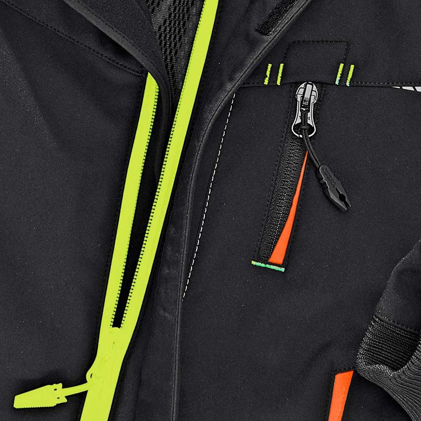 Jackets: Winter softshell jacket e.s.motion 2020,children's + black/high-vis yellow/high-vis orange 2