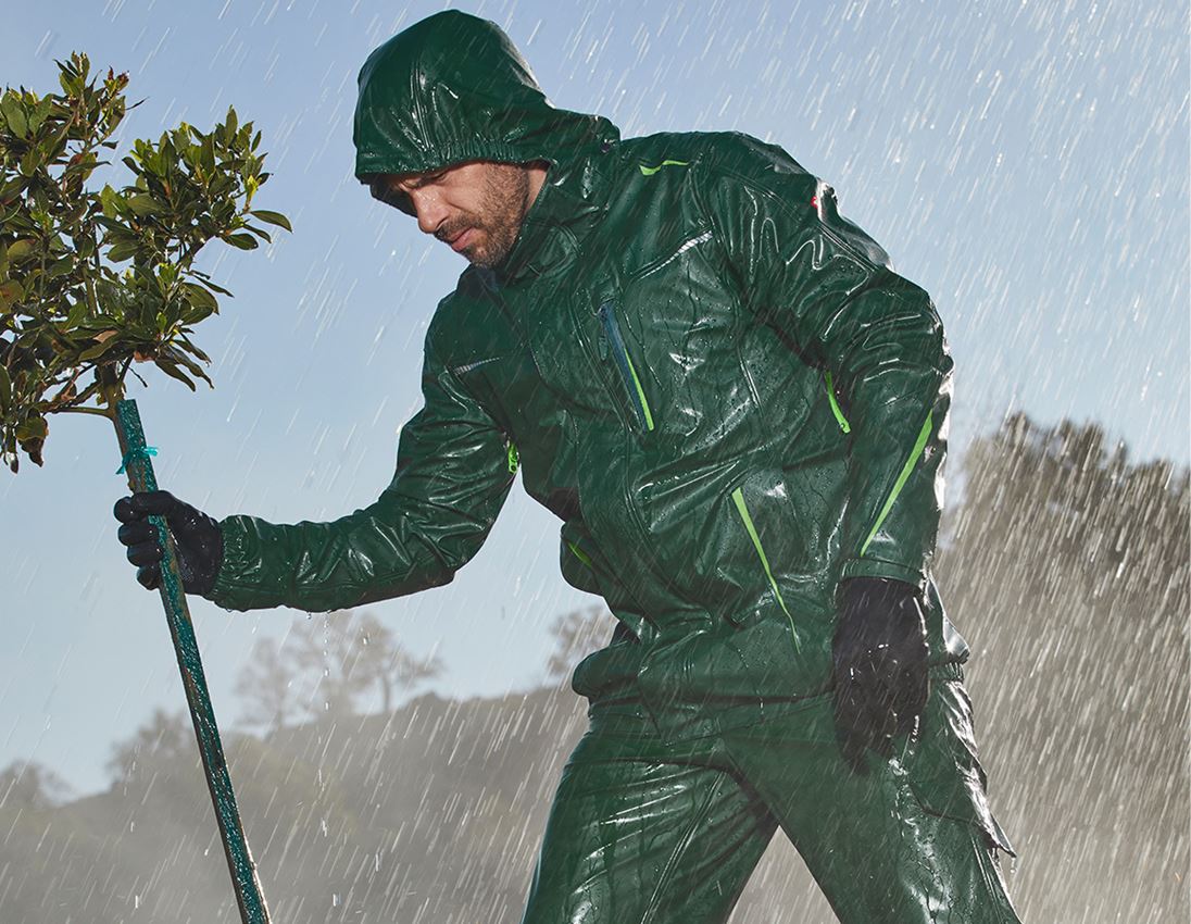 Work Jackets: Rain jacket e.s.motion 2020 superflex + green/seagreen 1
