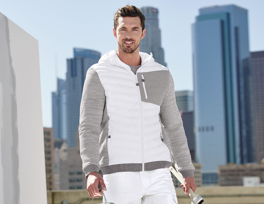 Gardening / Forestry / Farming: Hybrid hooded knitted jacket e.s.motion ten + white melange