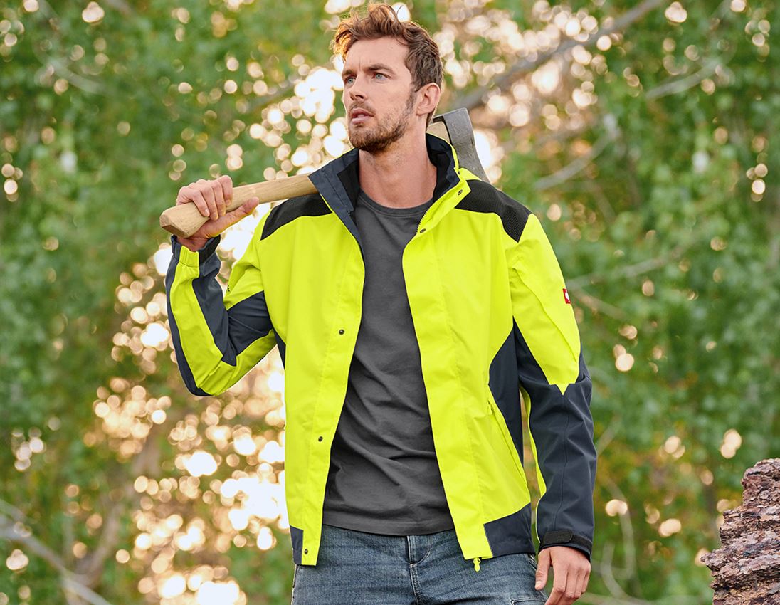 Gardening / Forestry / Farming: e.s. Forestry rain jacket + high-vis yellow/cosmosblue