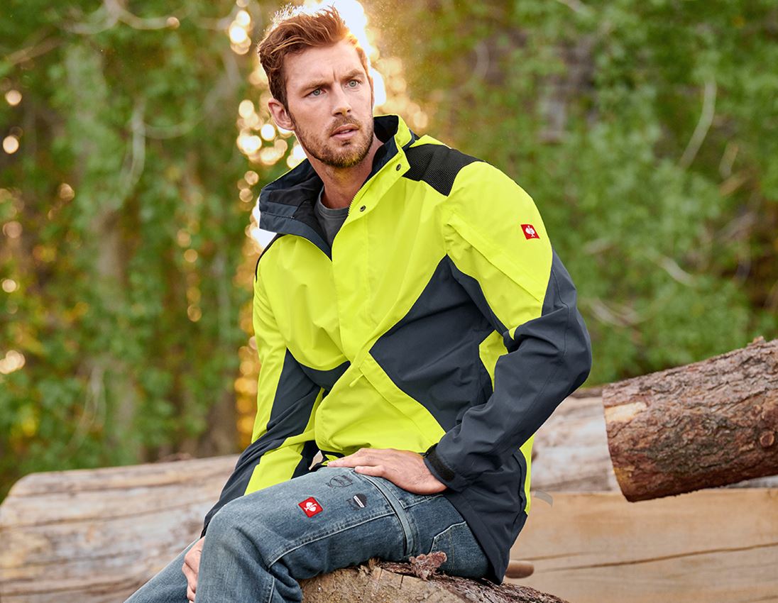 Gardening / Forestry / Farming: e.s. Forestry rain jacket + high-vis yellow/cosmosblue 1