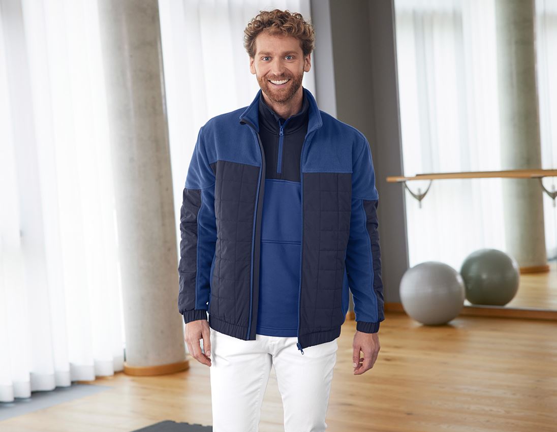 Work Jackets: Hybrid fleece jacket e.s.concrete + alkaliblue/deepblue 2