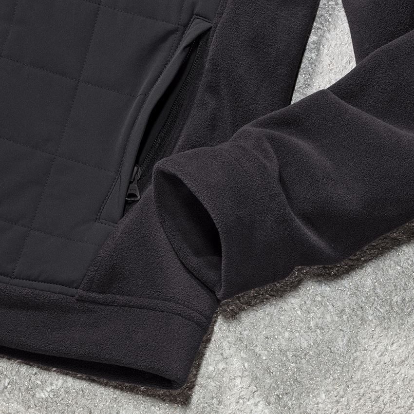 Work Jackets: Hybrid fleece hoody e.s.concrete + black 2