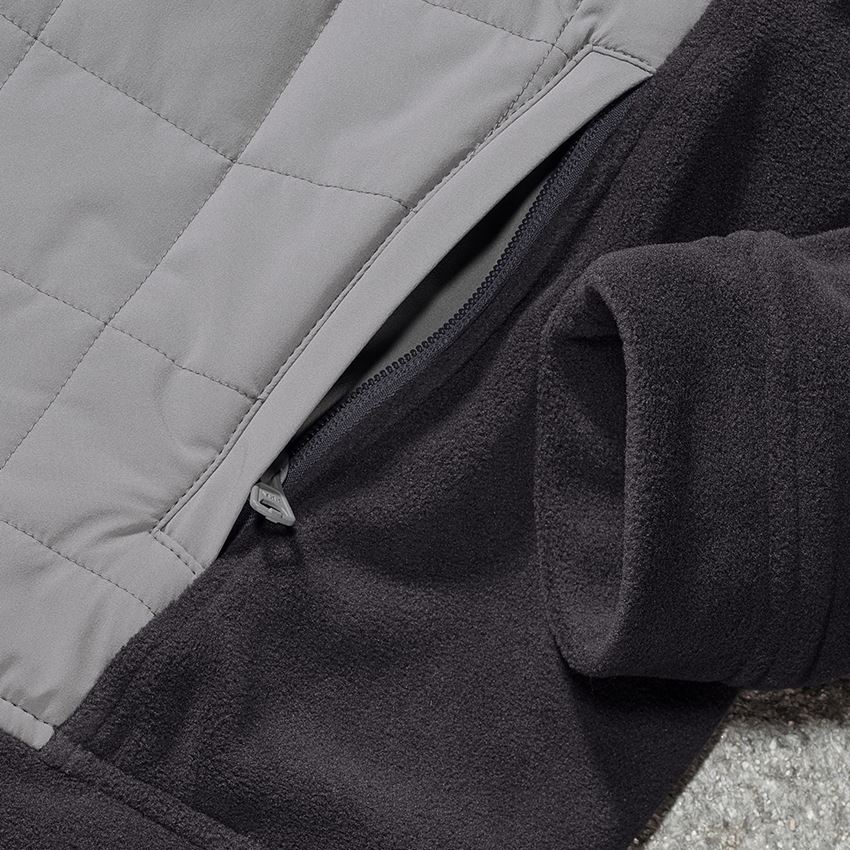 Work Jackets: Hybrid fleece hoody jacket e.s.concrete + black/basaltgrey 2