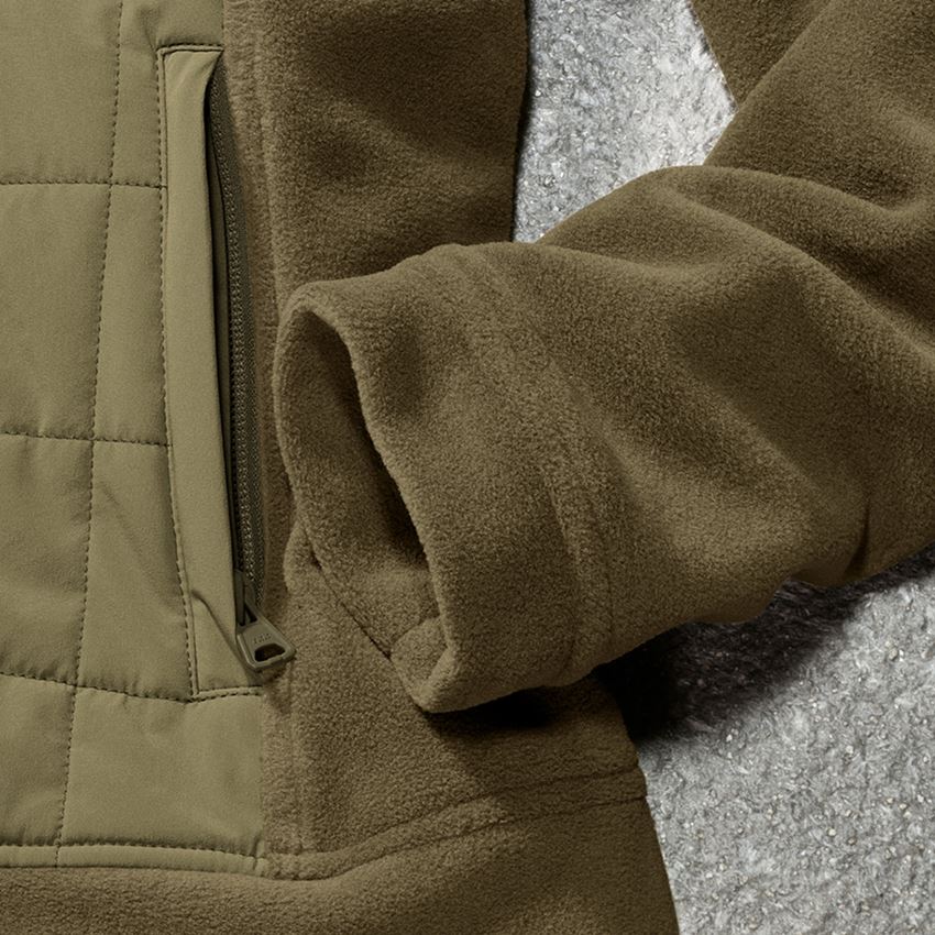 Work Jackets: Hybrid fleece hoody e.s.concrete, ladies' + mudgreen/stipagreen 2