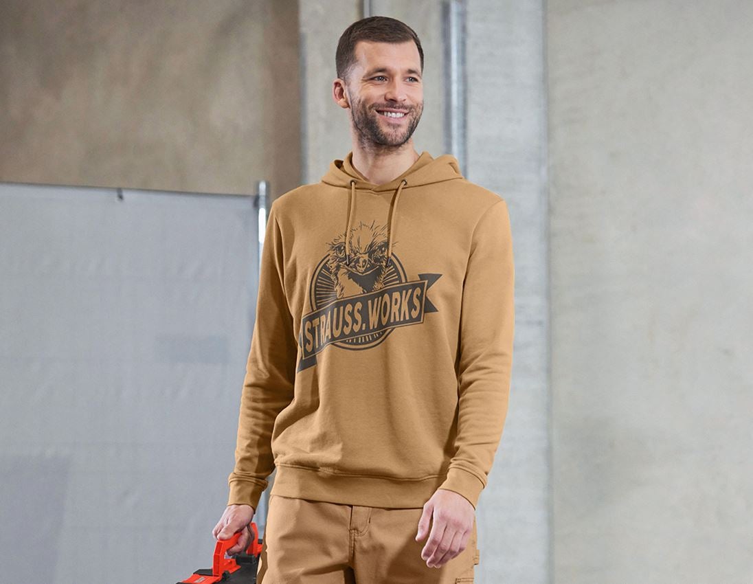 Beklædning: Hoody-Sweatshirt e.s.iconic works + mandelbrun