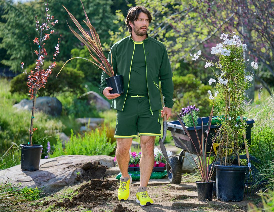 Work Jackets: Softshell jacket e.s.ambition + green/high-vis yellow 2