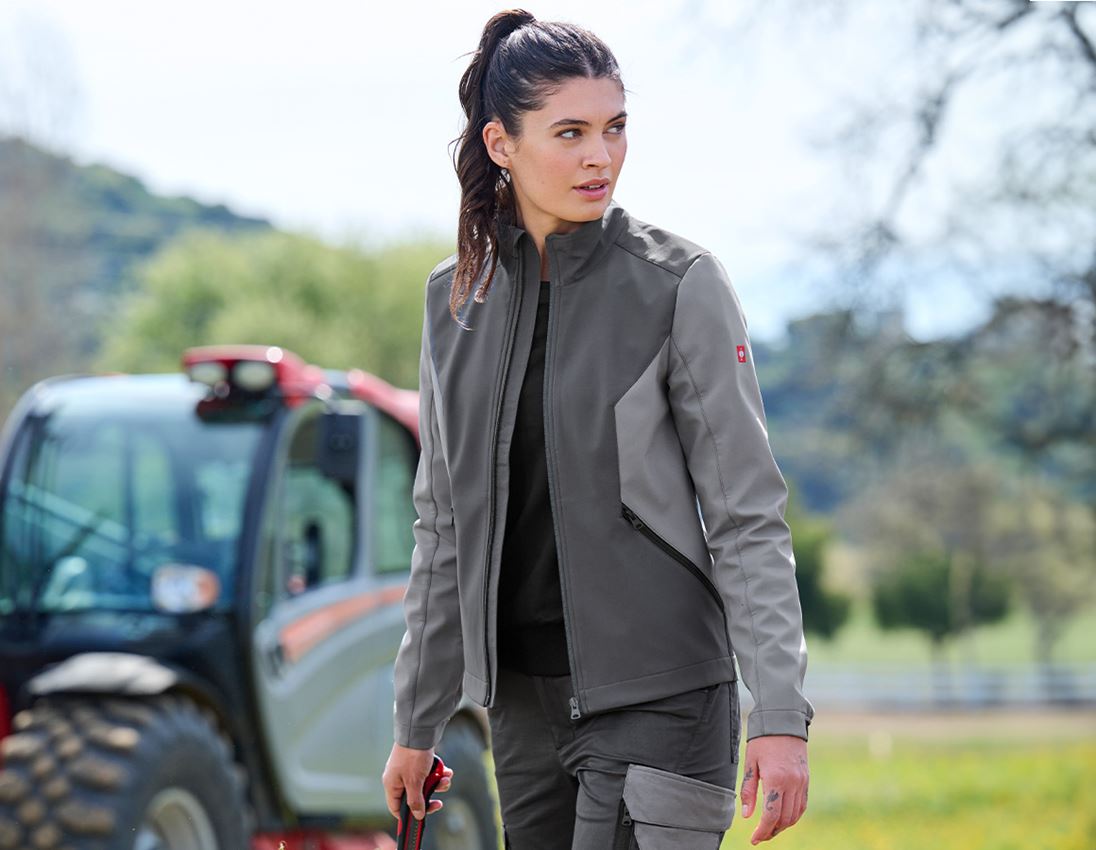 Work Jackets: Softshell jacket e.s.trail pure, ladies' + carbongrey/basaltgrey 1