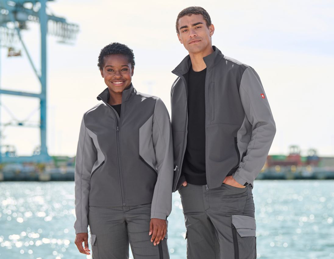 Work Jackets: Softshell jacket e.s.trail pure, ladies' + carbongrey/basaltgrey 7