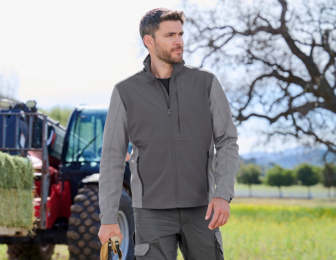 Work Jackets: Softshell jacket e.s.trail pure + carbongrey/basaltgrey 7