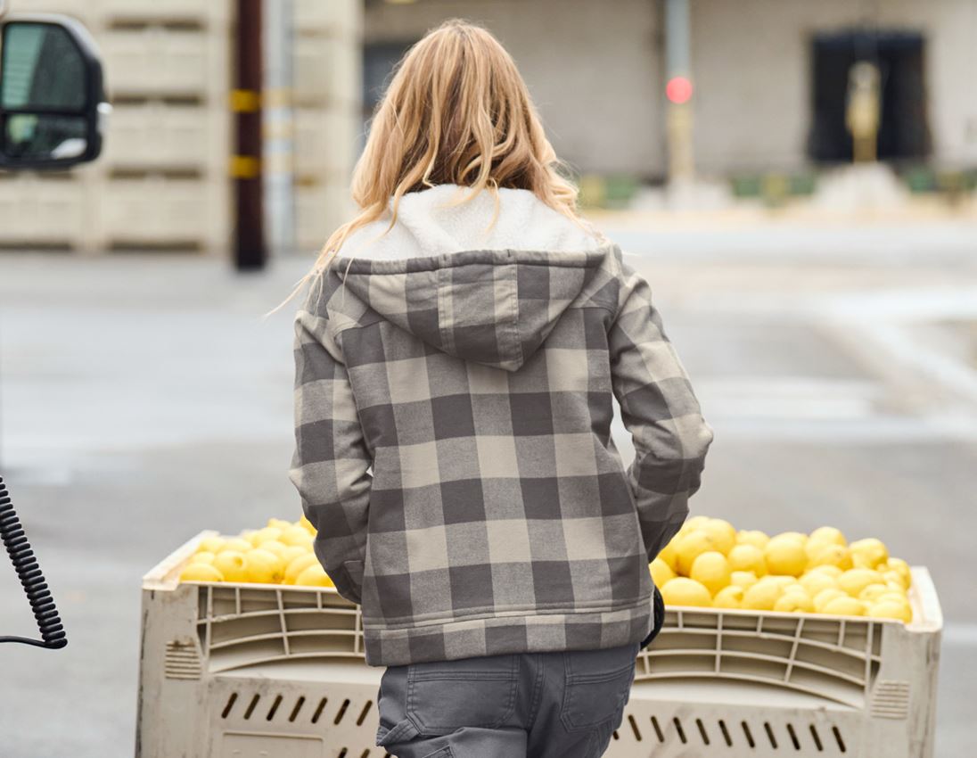 Clothing: Check-hooded jacket e.s.iconic, ladies' + dolphingrey/carbongrey 2