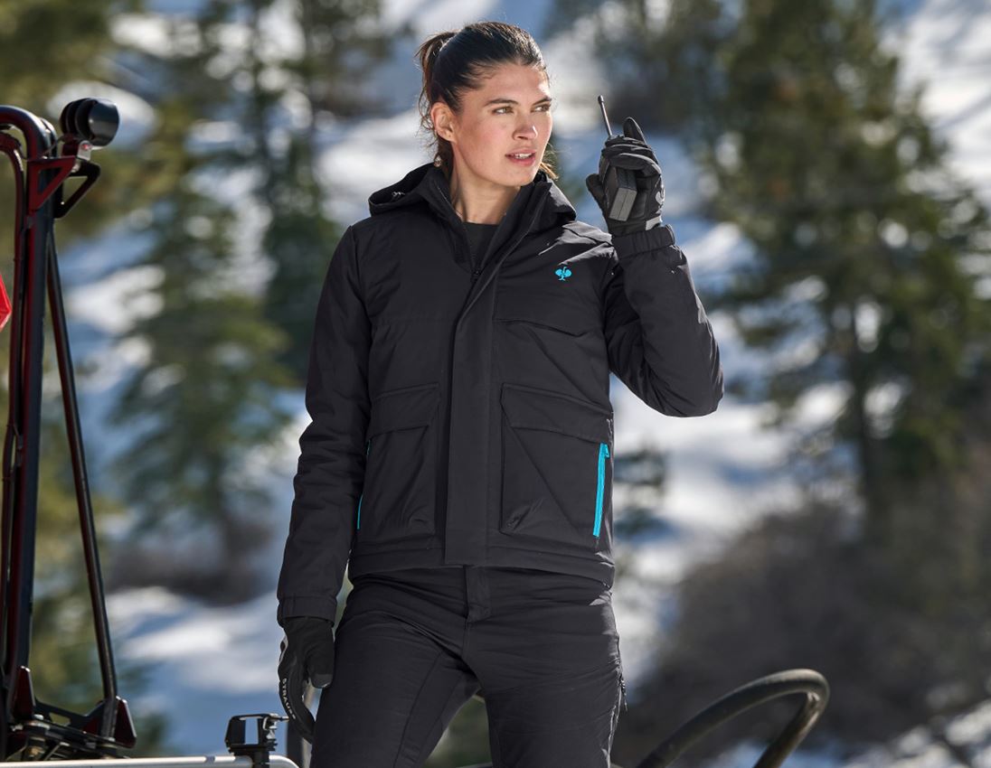 Clothing: Winter jacket e.s.trail, ladies' + black/lapisturquoise 1