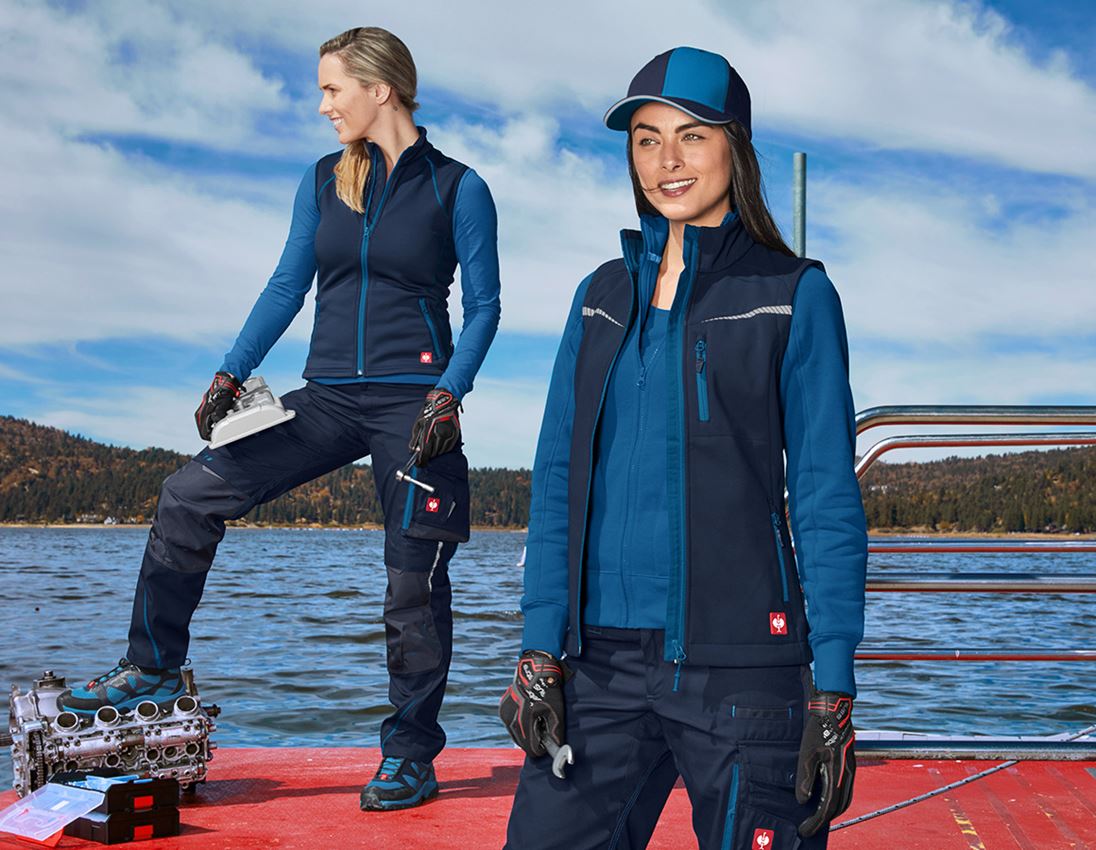 Joiners / Carpenters: Softshell bodywarmer e.s.motion 2020, ladies' + navy/atoll 1