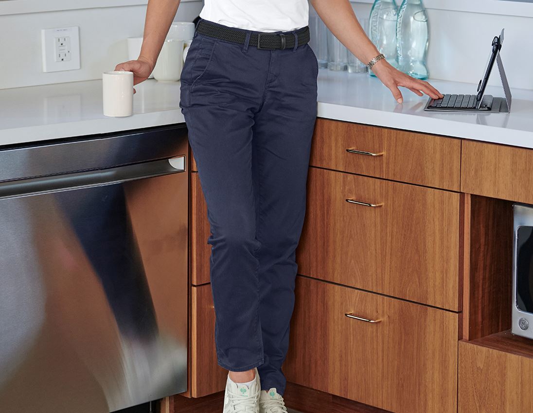 Work Trousers: e.s. 5-pocket work trousers Chino, ladies' + navy