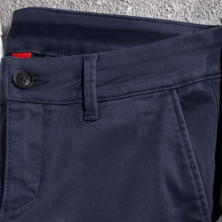 Work Trousers: e.s. 5-pocket work trousers Chino, ladies' + navy 2