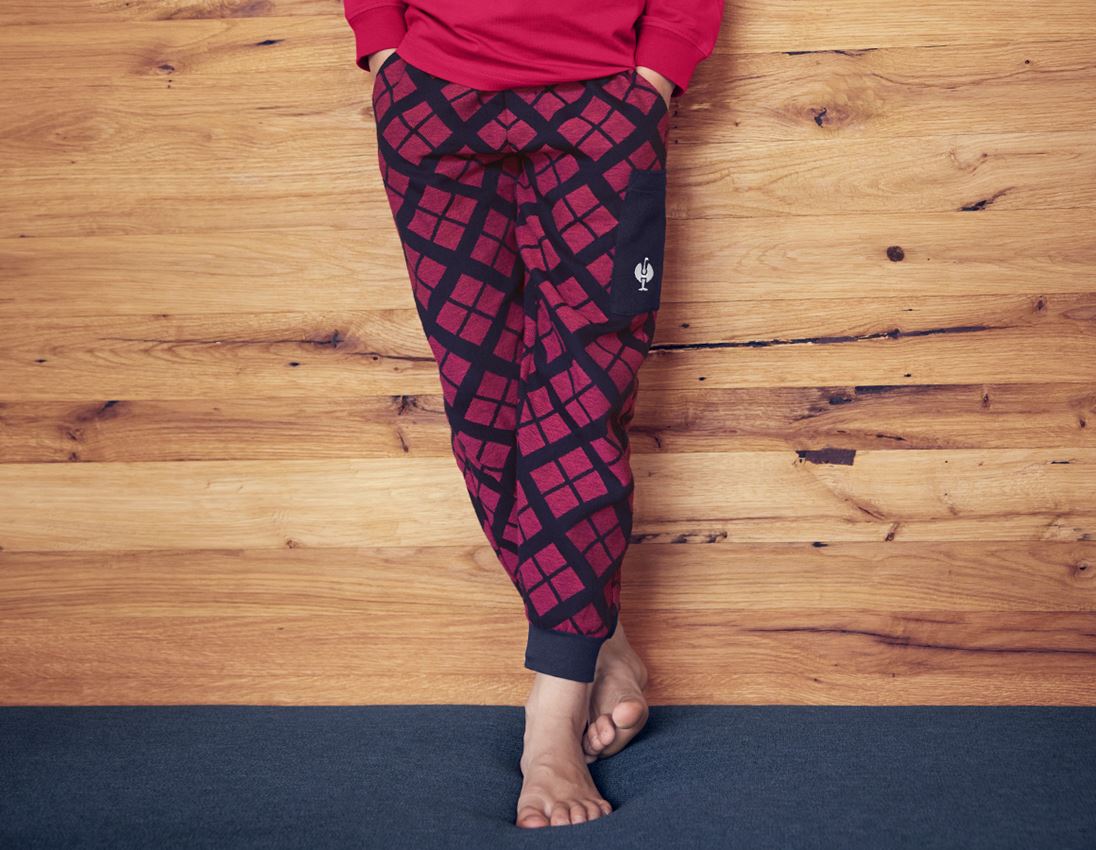 Tilbehør: e.s. Pyjama Bukser, børne + mørkepink ternet