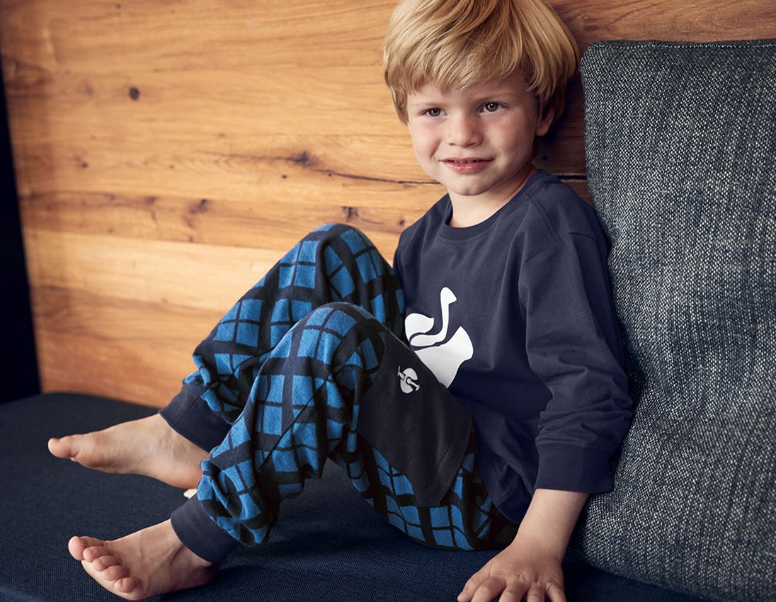 Tilbehør: e.s. Pyjama Bukser, børne + ensianblå ternet