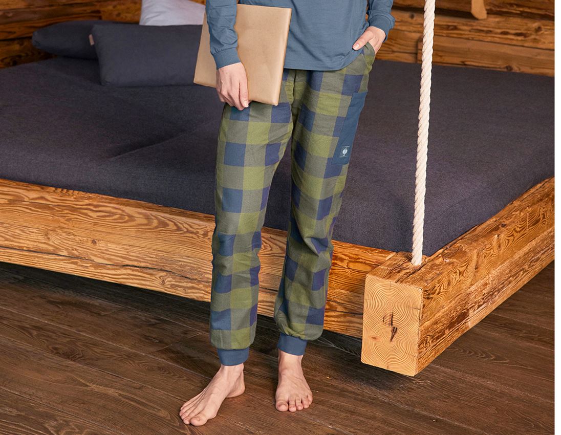 Tilbehør: e.s. Pyjama bukser, damer + bjerggrøn/oxidblå