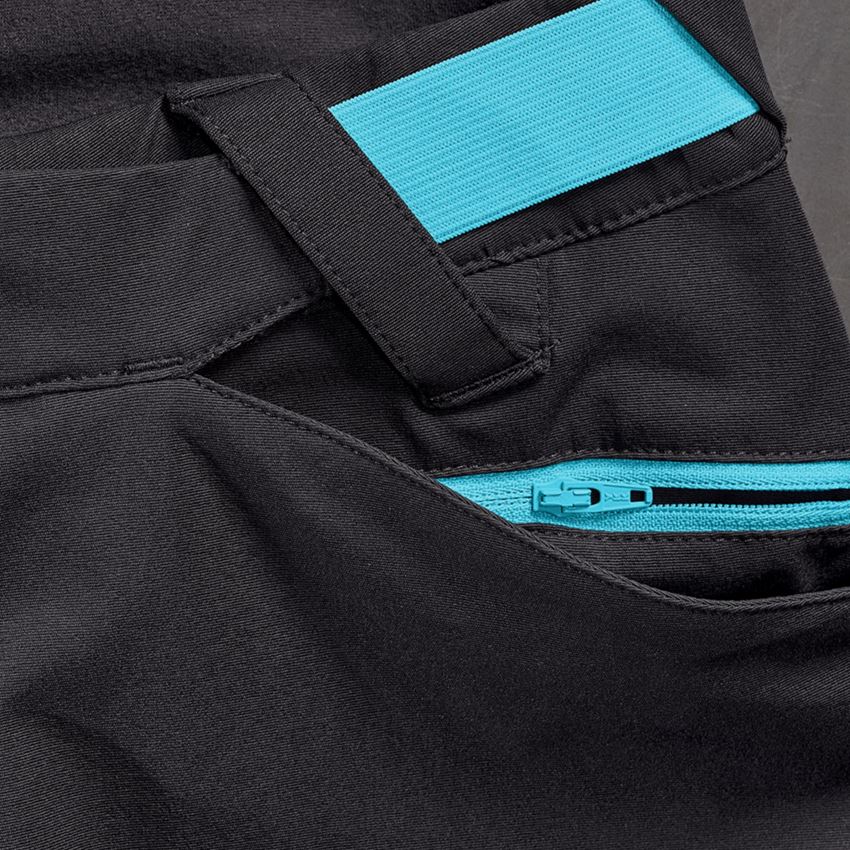 Work Trousers: Hybrid functional trousers e.s.trail + black/lapisturquoise 2