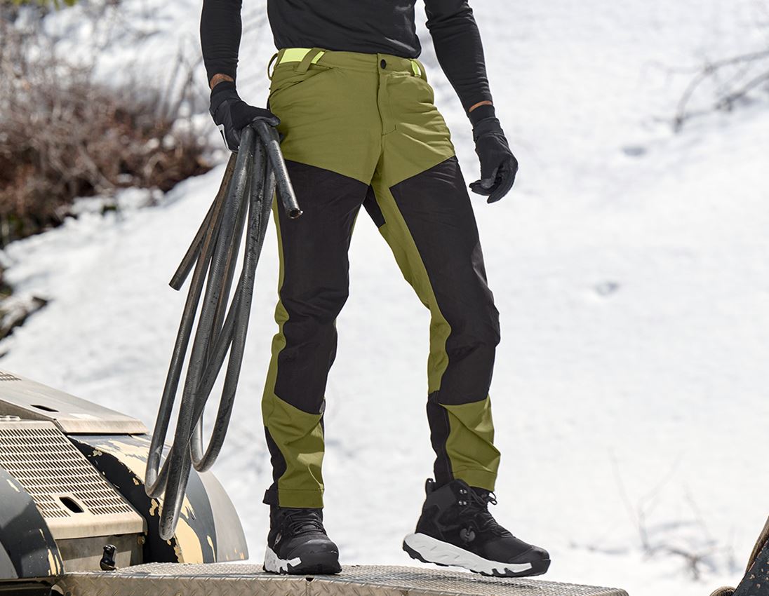 Clothing: Hybrid functional trousers e.s.trail + junipergreen/limegreen