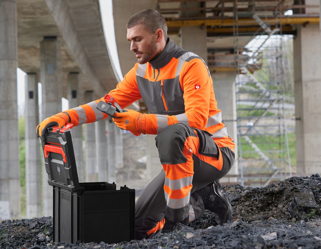 Work Jackets: High-vis softshell jacket e.s.motion 24/7 + anthracite/high-vis orange 4