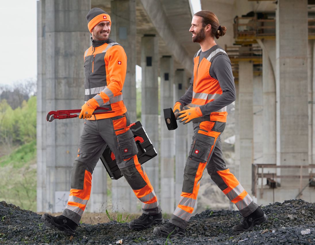 Work Jackets: High-vis softshell jacket e.s.motion 24/7 + anthracite/high-vis orange 7