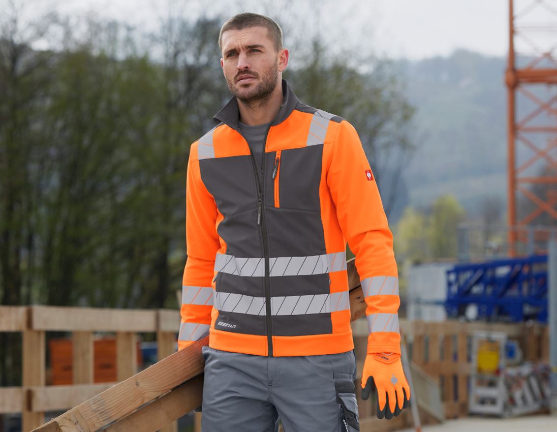 Topics: High-vis softshell jacket e.s.motion 24/7 + anthracite/high-vis orange