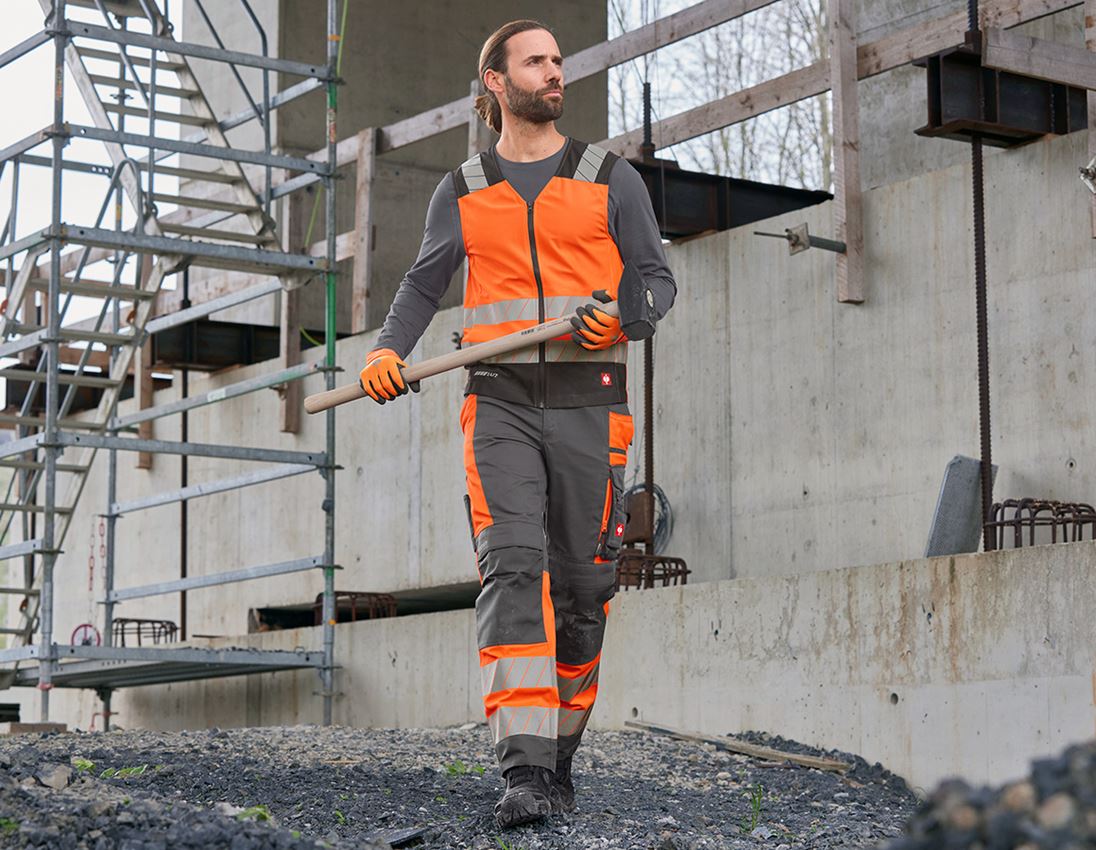 Clothing: High-vis bodywarmer e.s.motion 24/7 + high-vis orange/anthracite 2