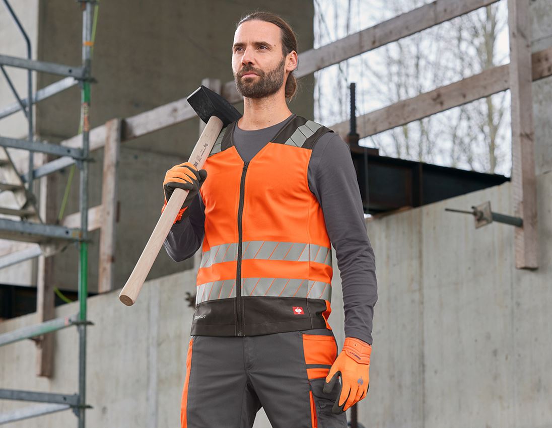 Clothing: High-vis bodywarmer e.s.motion 24/7 + high-vis orange/anthracite