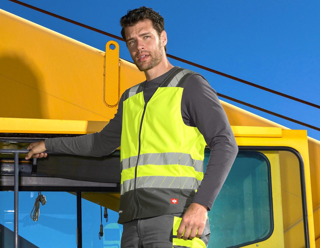 Clothing: High-vis bodywarmer e.s.motion 24/7 + high-vis yellow/anthracite