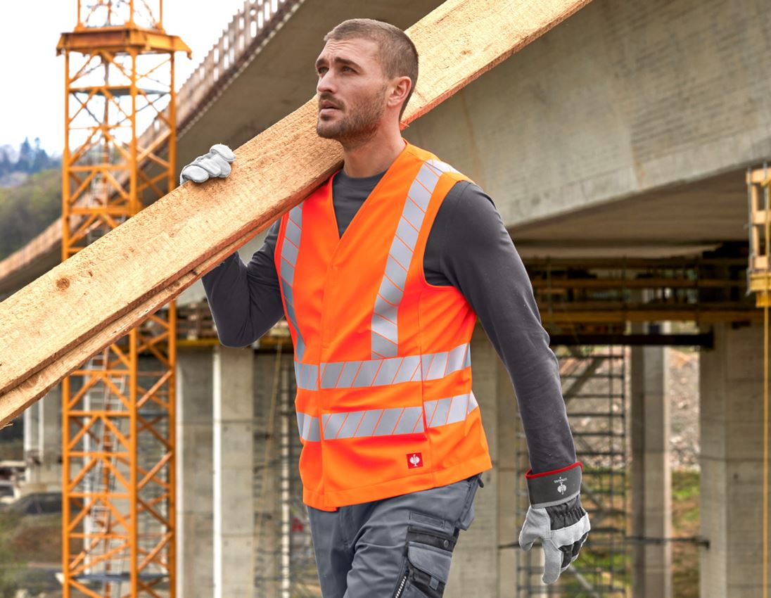 Clothing: High-vis bodywarmer e.s.motion 24/7 uni + high-vis orange 1