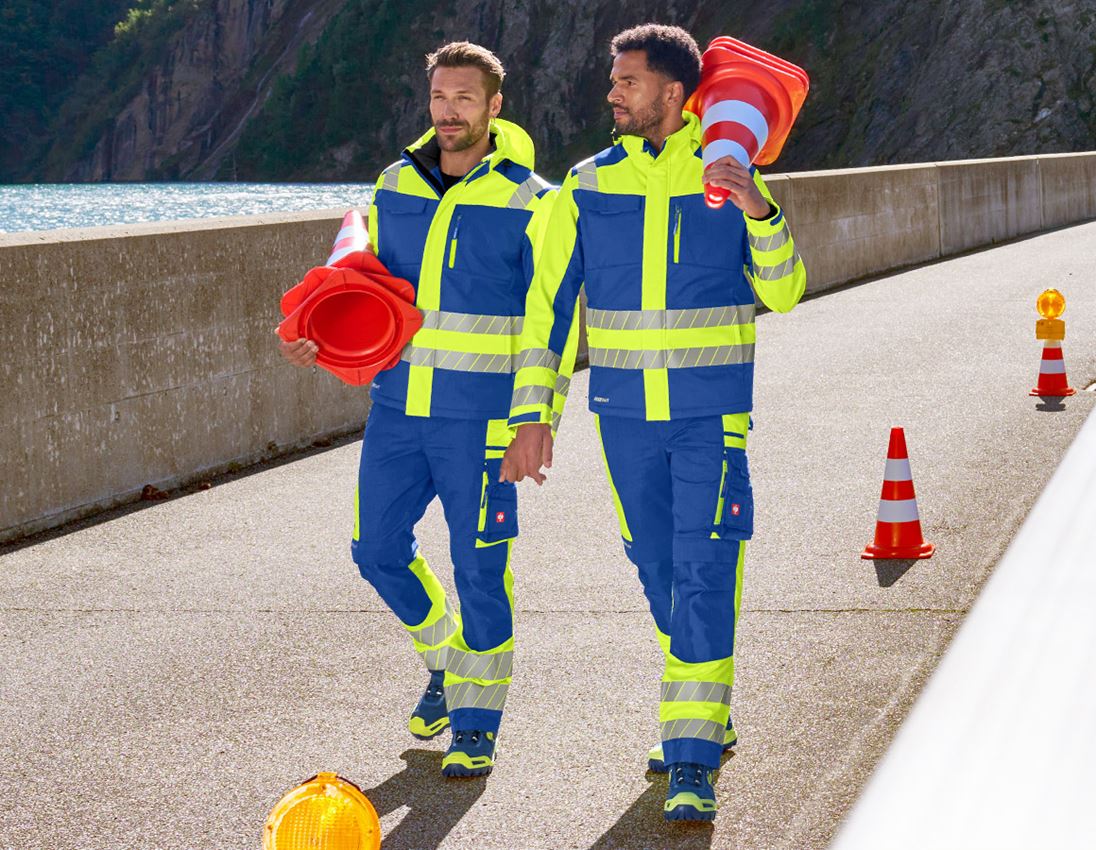 Clothing: High-vis trousers e.s.motion 24/7 + royal/high-vis yellow 4
