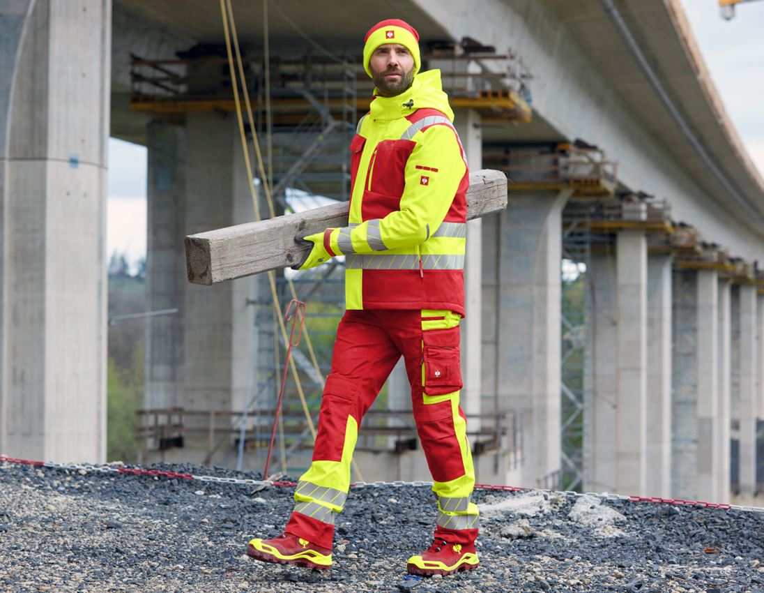 Clothing: High-vis trousers e.s.motion 24/7 + red/high-vis yellow 2