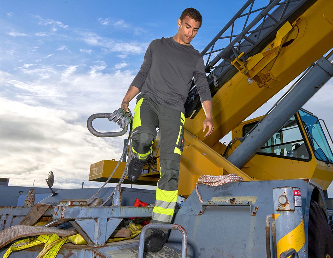 Work Trousers: High-vis trousers e.s.motion 24/7 + anthracite/high-vis yellow 5