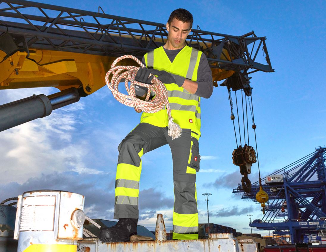 Clothing: High-vis trousers e.s.motion 24/7 + anthracite/high-vis yellow 7