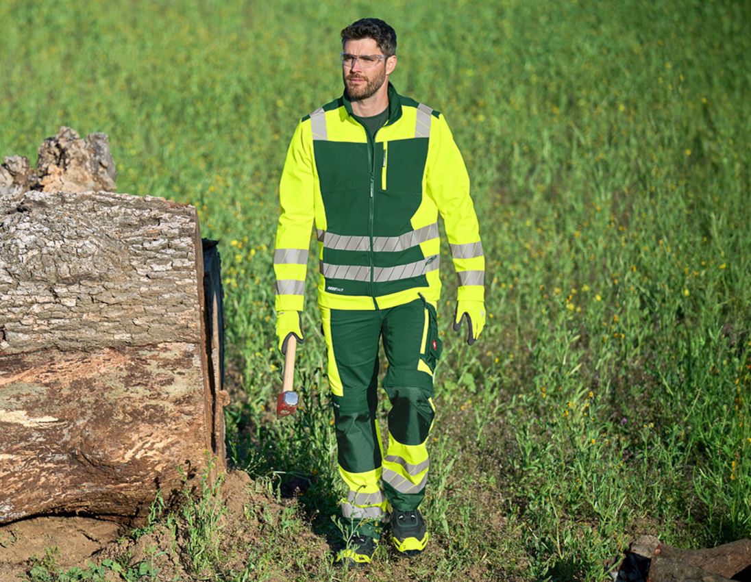 Clothing: High-vis trousers e.s.motion 24/7 + green/high-vis yellow 3