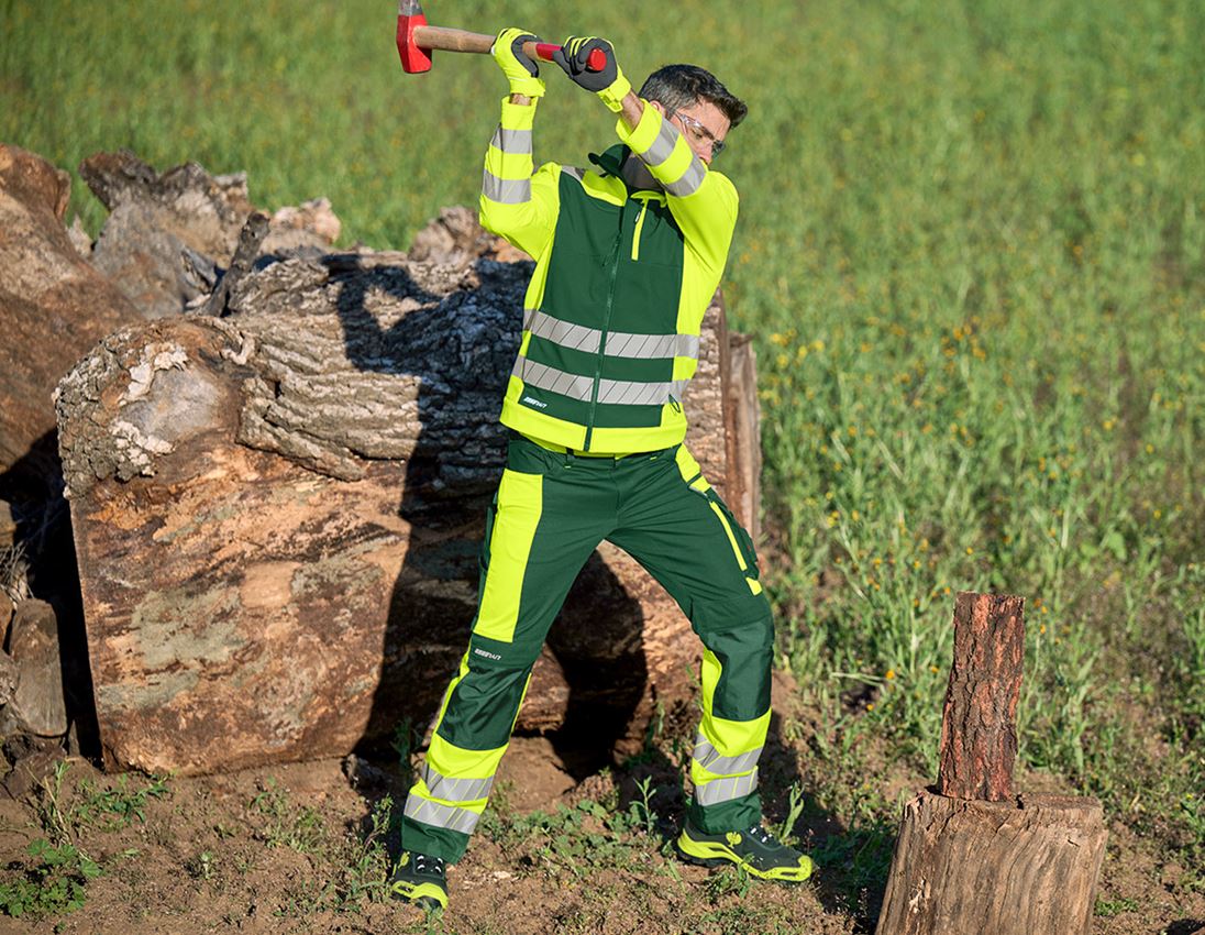 Clothing: High-vis trousers e.s.motion 24/7 + green/high-vis yellow 4