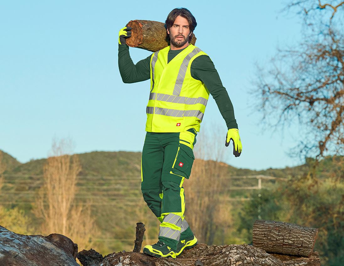 Work Trousers: High-vis trousers e.s.motion 24/7 + green/high-vis yellow 6