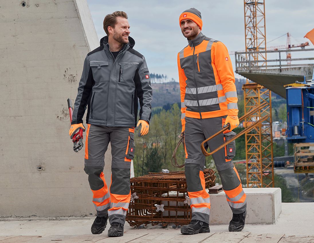 Clothing: High-vis trousers e.s.motion 24/7 + anthracite/high-vis orange 6