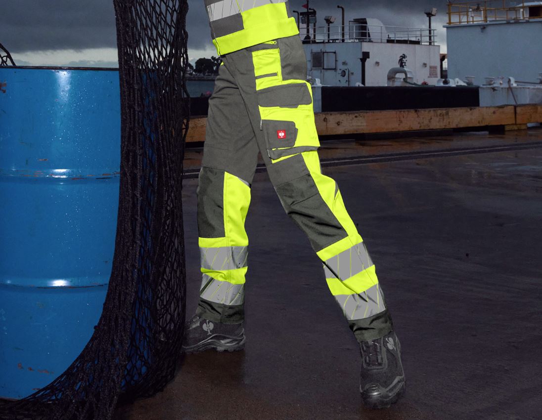 Clothing: High-vis trousers e.s.motion 24/7, ladies’ + anthracite/high-vis yellow 2