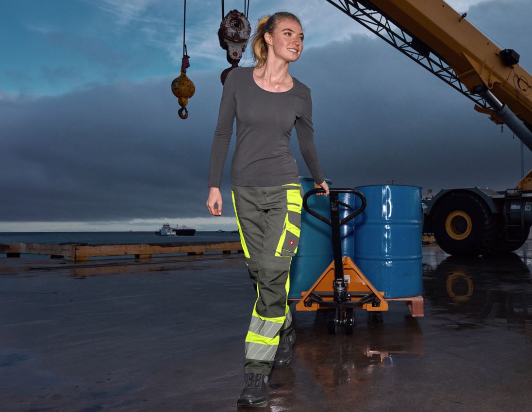 Clothing: High-vis trousers e.s.motion 24/7, ladies’ + anthracite/high-vis yellow 3