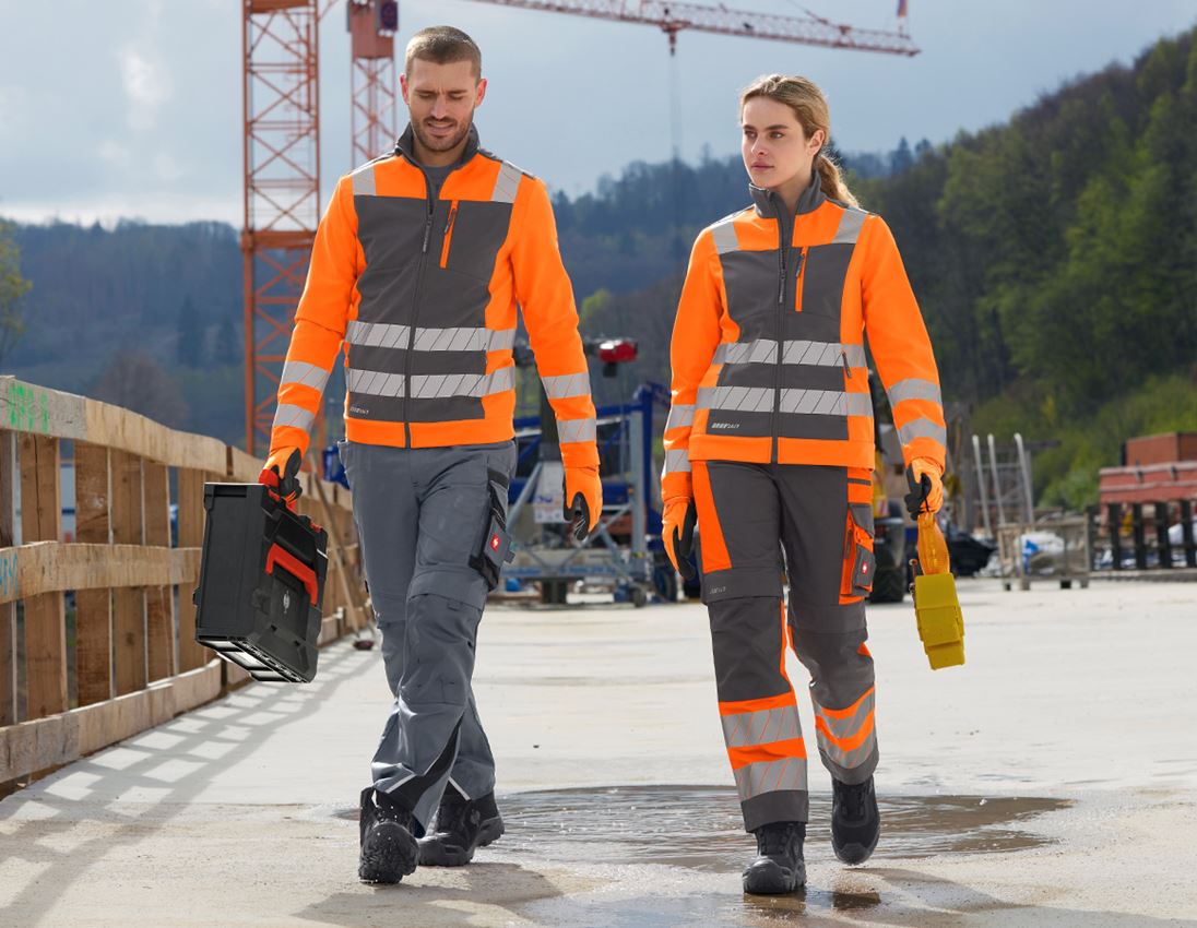 Clothing: High-vis trousers e.s.motion 24/7, ladies’ + anthracite/high-vis orange 5