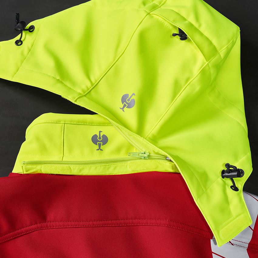 Work Jackets: High-vis winter softshell jacket e.s.motion 24/7 + red/high-vis yellow 2