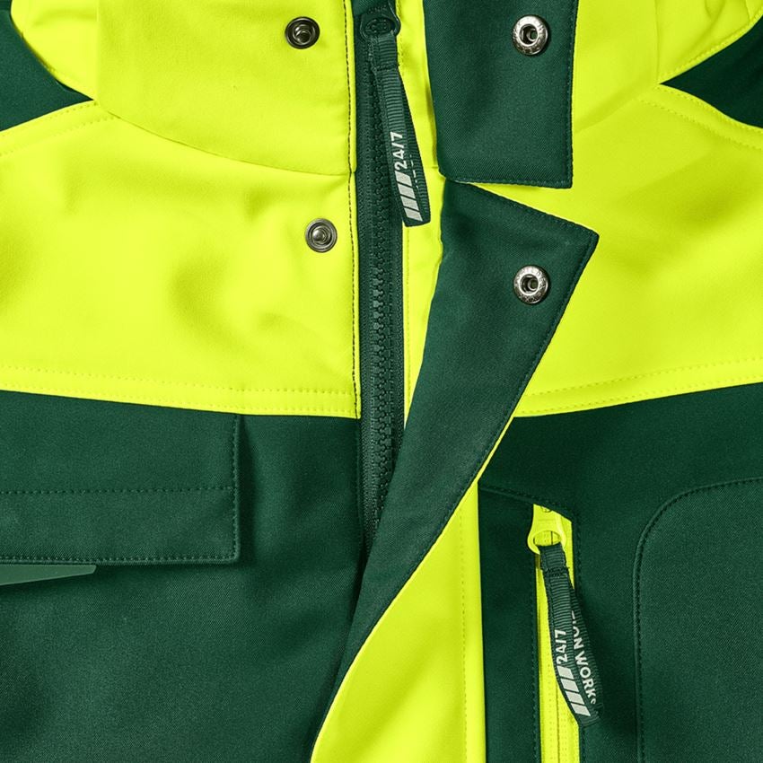 Work Jackets: High-vis winter softshell jacket e.s.motion 24/7 + green/high-vis yellow 2