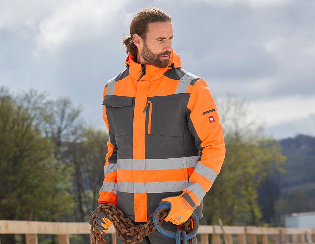 Topics: High-vis winter softshell jacket e.s.motion 24/7 + anthracite/high-vis orange