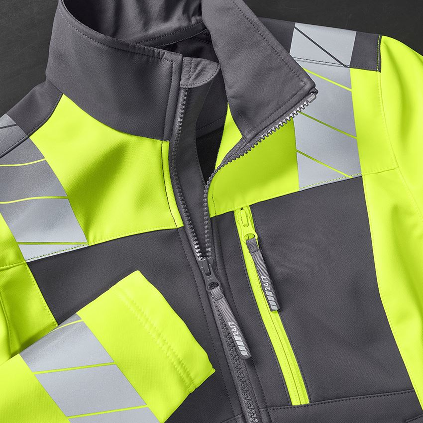 Work Jackets: High-vis softshell jacket e.s.motion 24/7, ladies' + anthracite/high-vis yellow 2