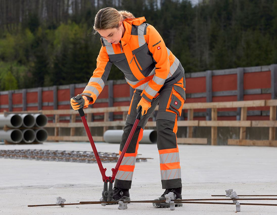 Arbejdsjakker: Refleks vinter softsh.jakke e.s.motion 24/7, damer + antracit/advarselsorange 3